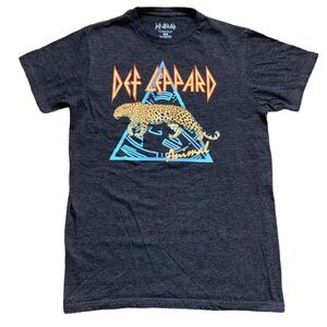 DEF LEPPARD Whimsigoth Animal Album Graphic Band Tee Faded Charcoal Grey Medium